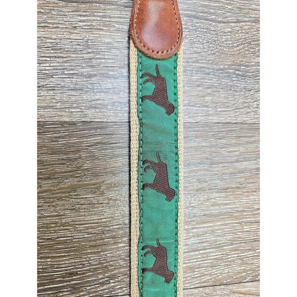 J. Bailey Buddy Belt Brown Lab Leather Canvas Ribbon Belt - 20 Inches